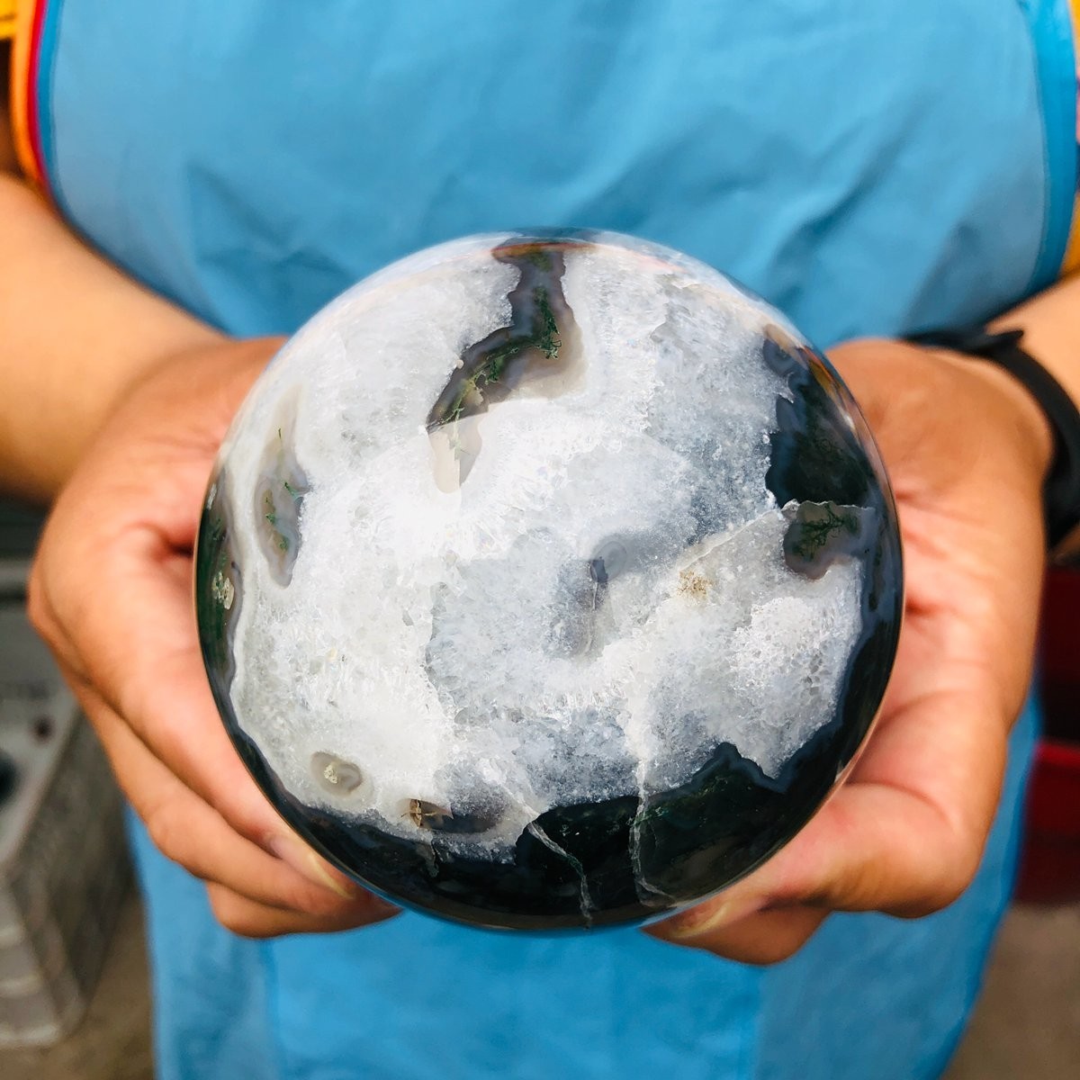 3pcs 4.9LB Natural Water Grass Agate Ball Quartz Crystal Ball Healing 2114