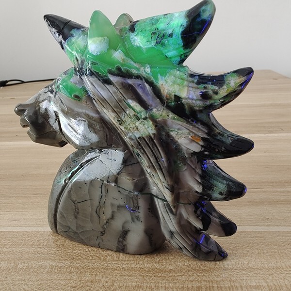 700g Natural Volcanic Rock agate carved unicorn quartz crystal skull polishing