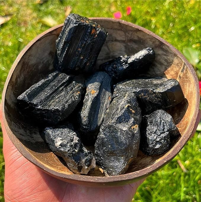 3Pcs Raw Rough Big Black Tourmaline Stone Reiki Mineral Rocks Chunks Specimens