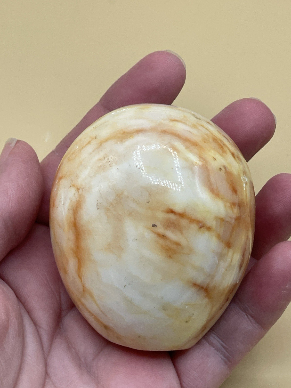 Orange Banded Agate Egg No Stand Has Blemishes 300g