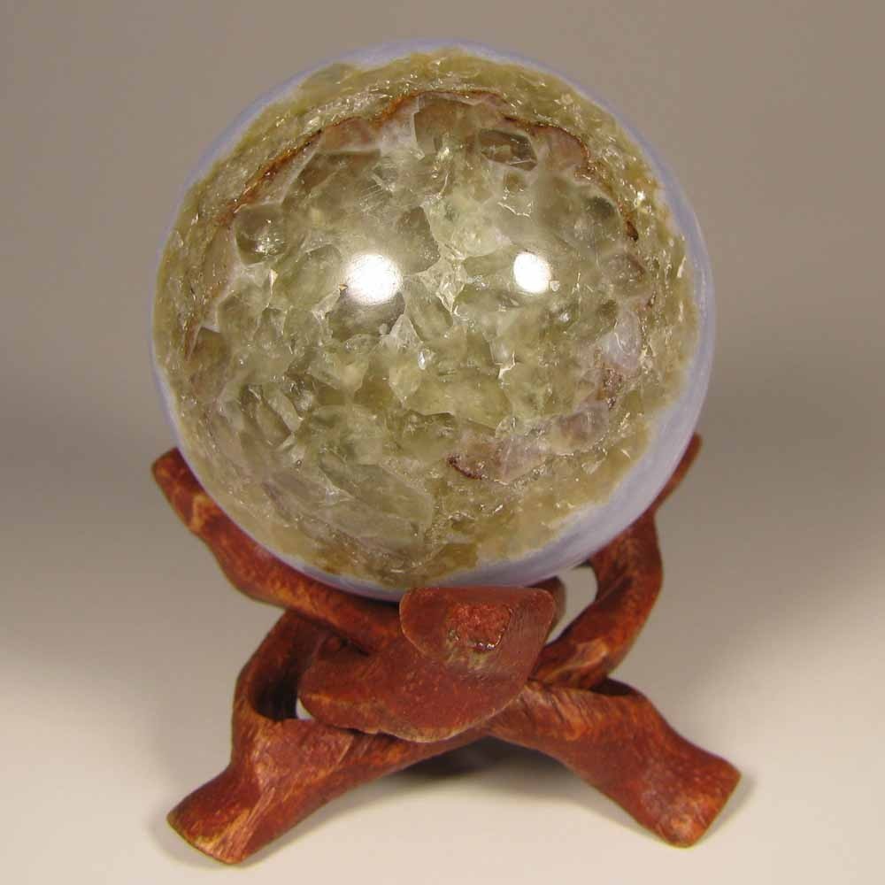45mm BLUE LACE AGATE Polished Gemstone Sphere Ball w/ Stand – Namibia