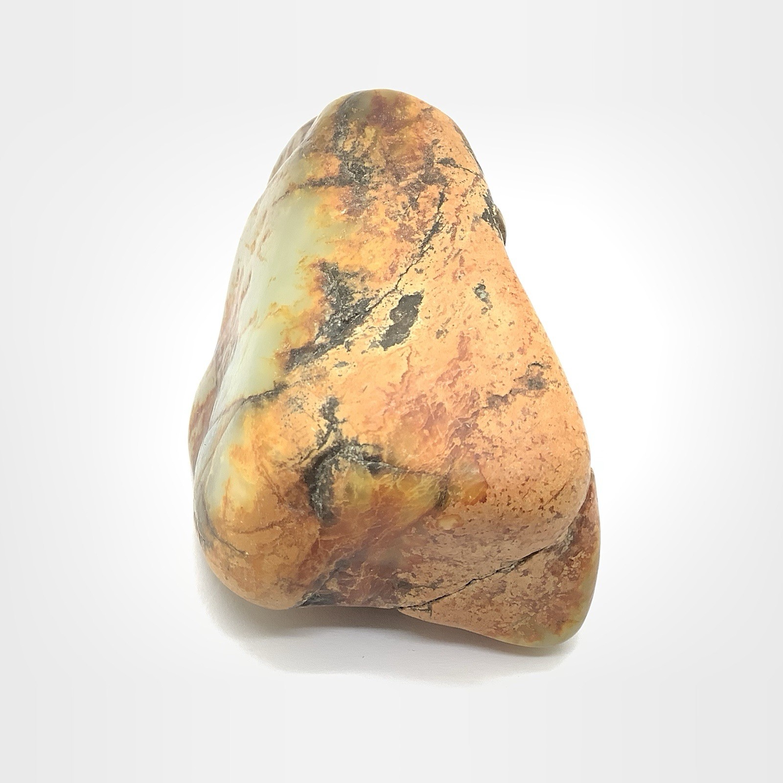 Siberian Jade Cobble White Brown Orange Nephrite Jade Vitim River Siberia 207g