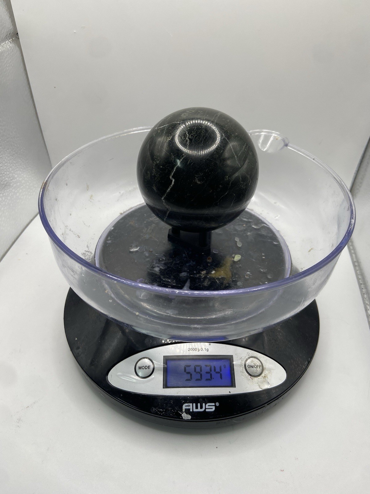 Polished Black/Gray Marble Stone Sphere Ball 594.6 grams 10in Circumference