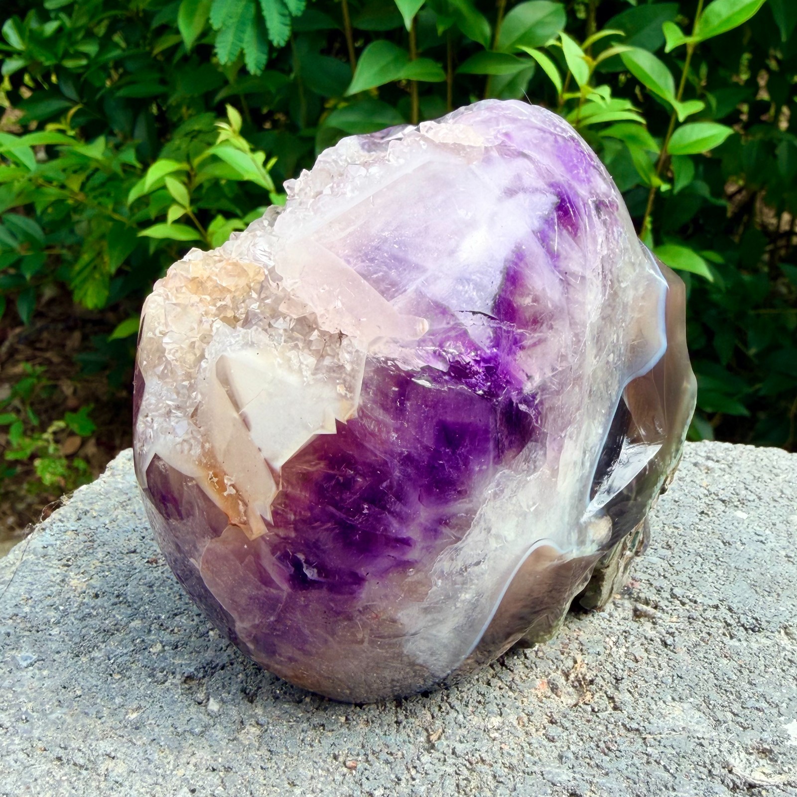 2.6lb Amethyst agate crystal cave skull, Rare hand carved skull specimen