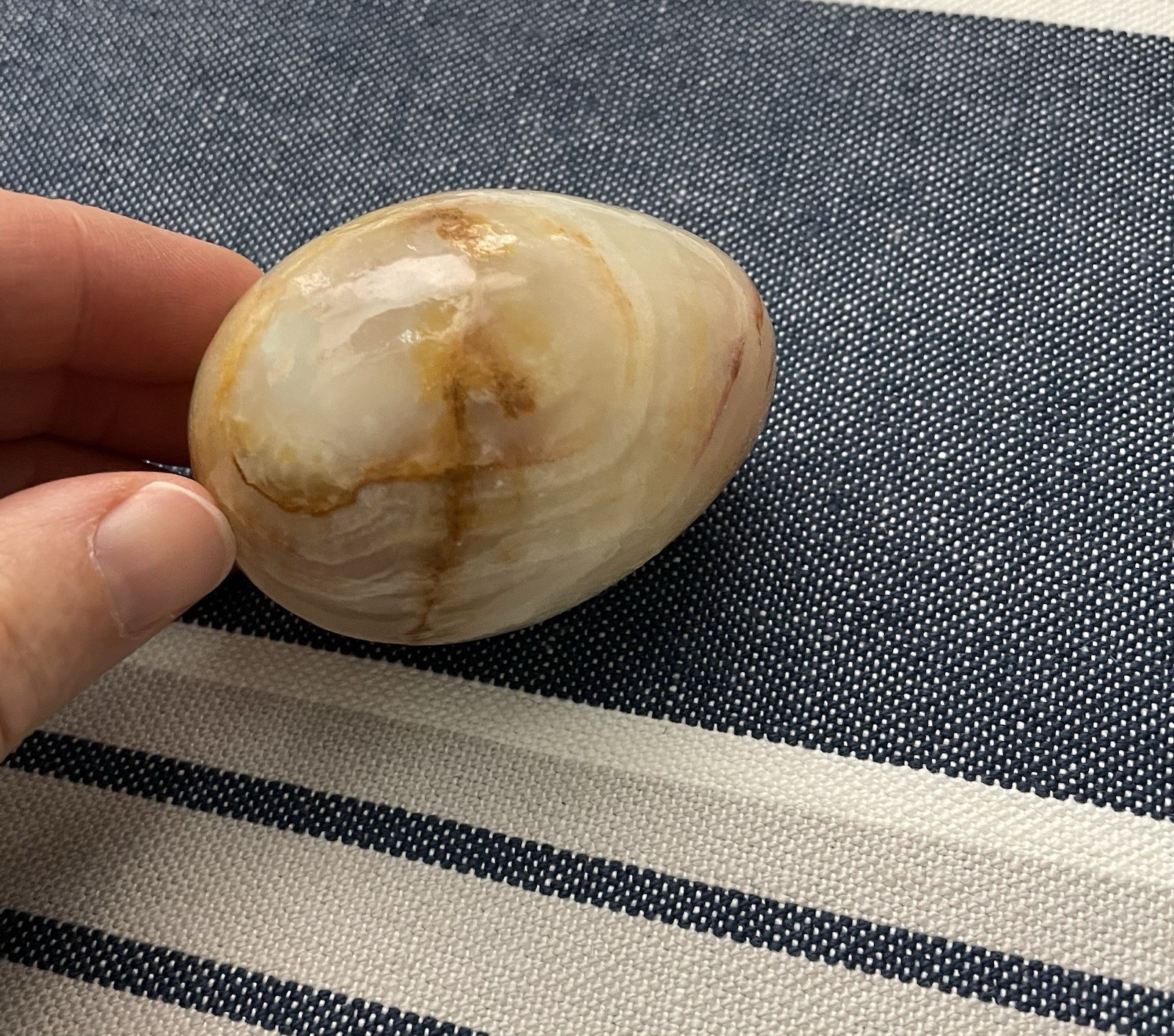 Vintage Lacquered Agate Polished Egg 2 1/2 Inches Long
