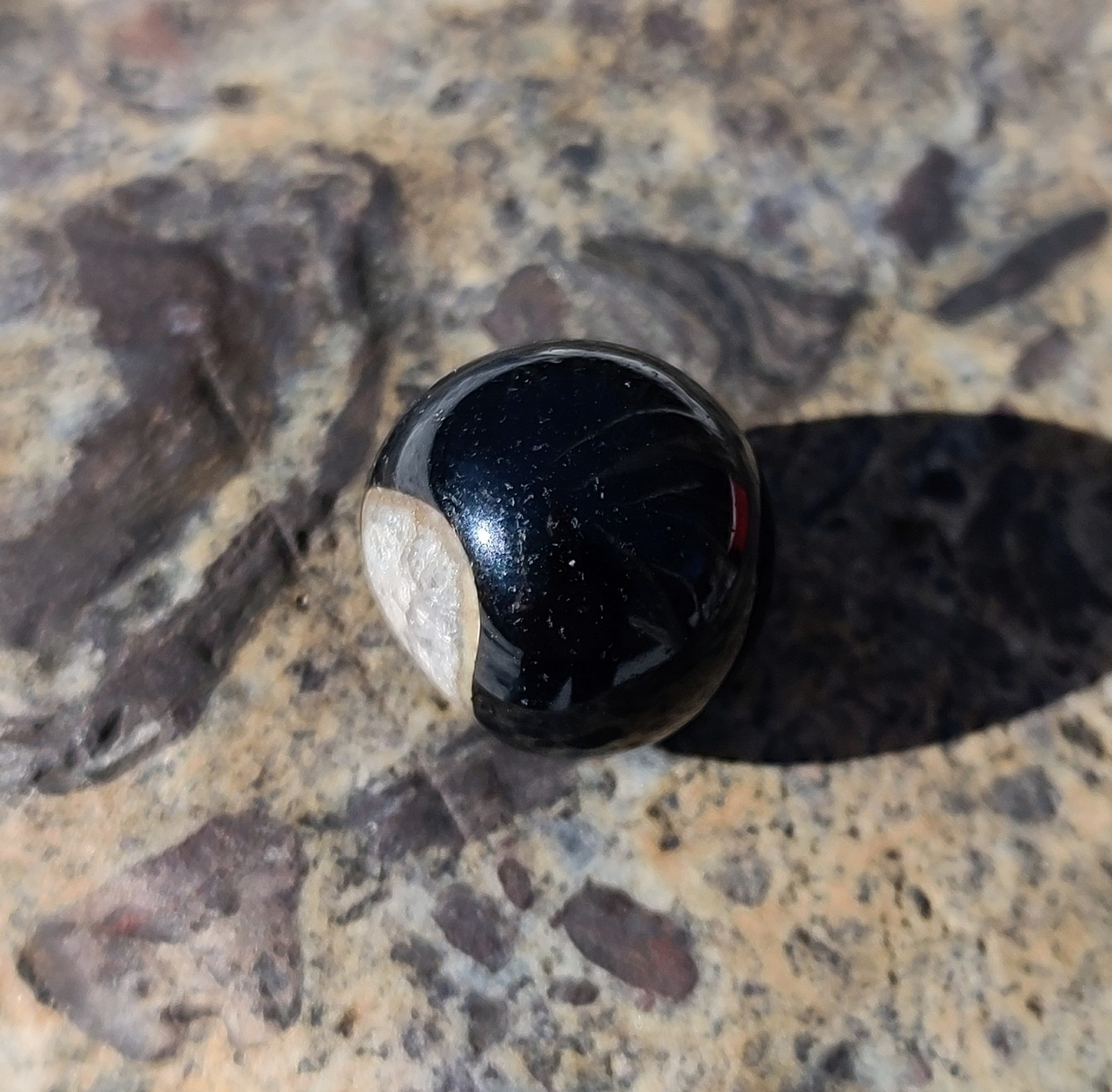 Agate Marble Sphere, Black /White 20mm Madagascar Crystal Agate Marble