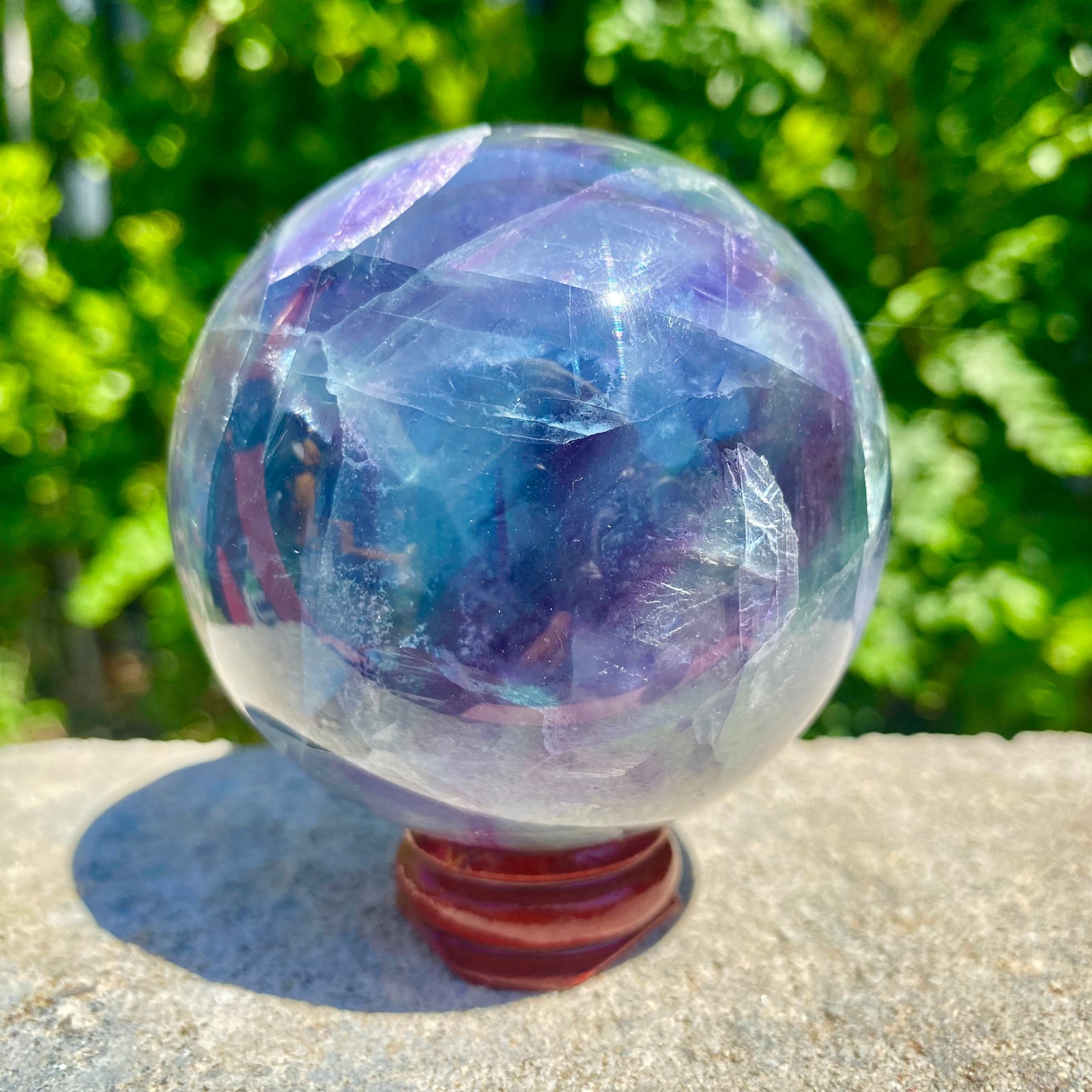 1.24LB natural Green fluorite ball quartz crystal Sphere Reiki energy healing