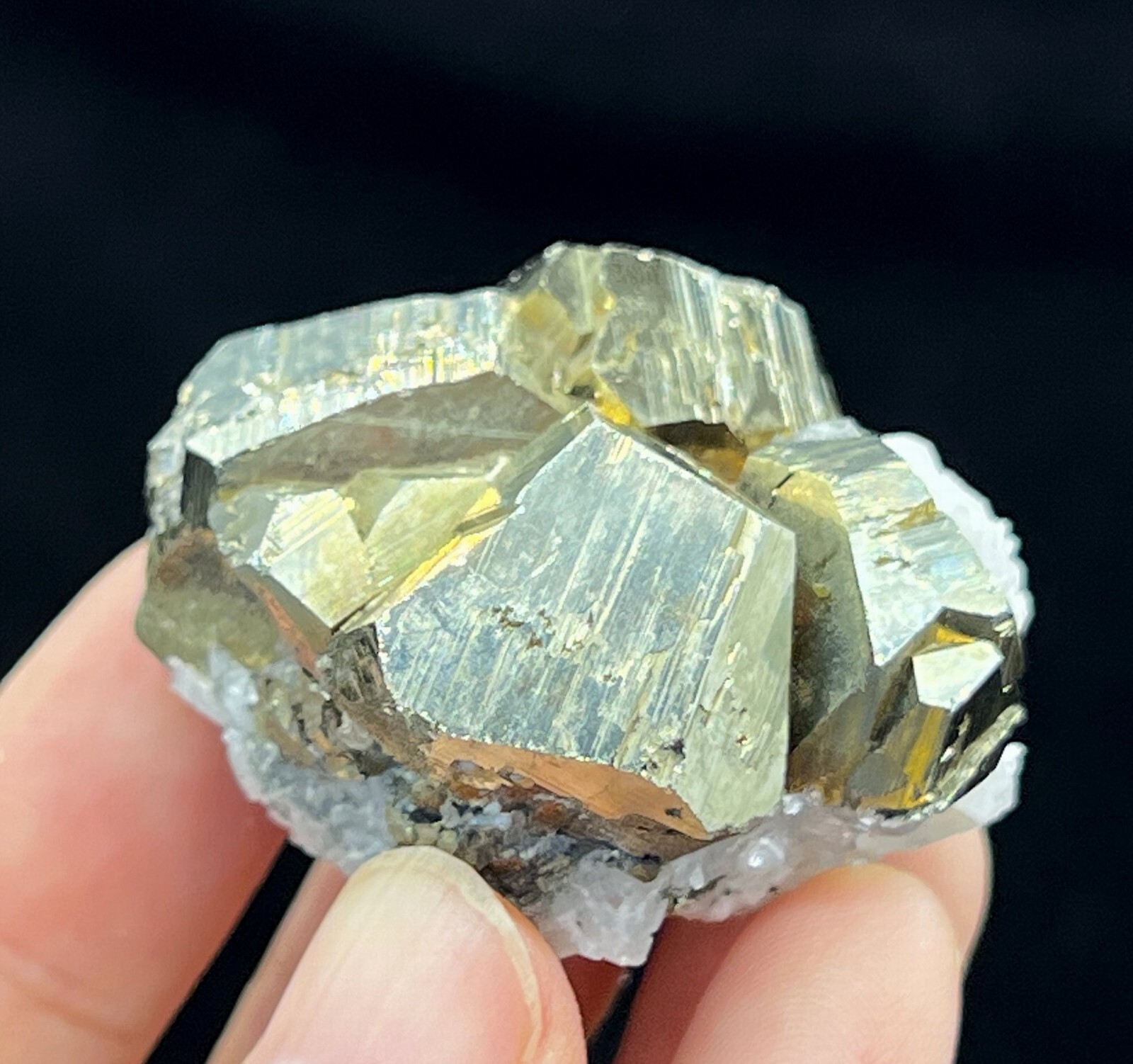 40mm 66g Bright Golden Pyrite with Quartz, Natural Mineral