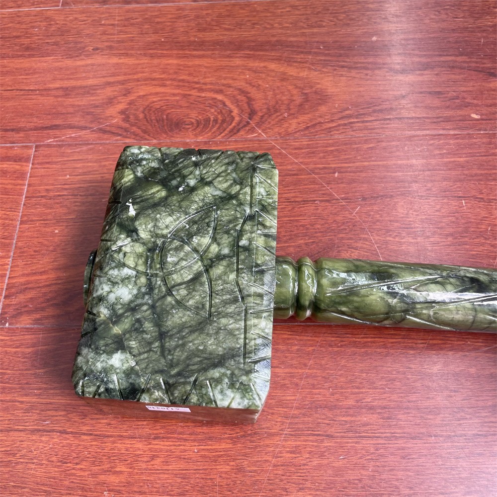 8.8LB 15.7″Natural Large Xiuyan Jade Hammer Carving Crystal Quartz Reiki Statue