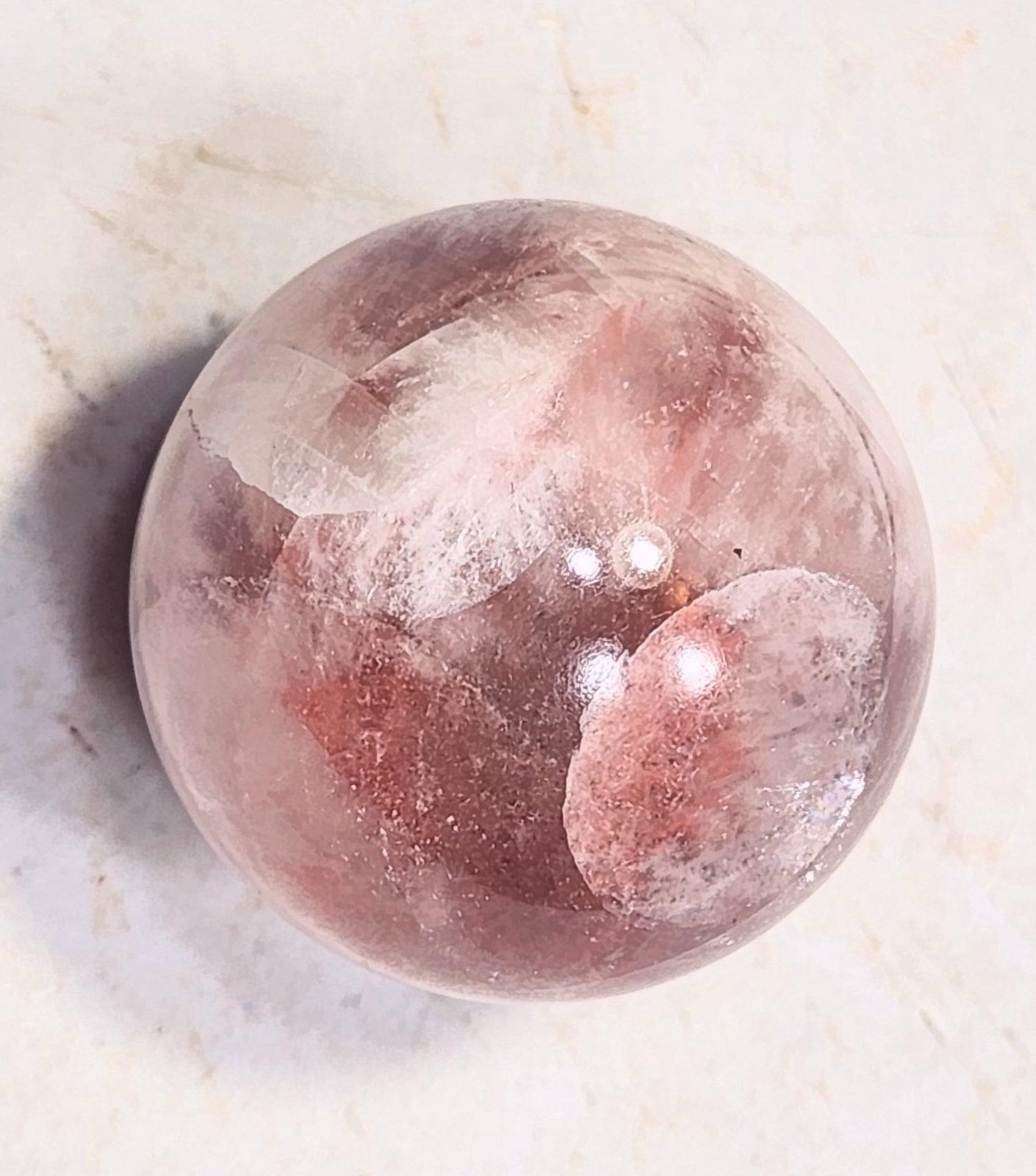 Fluorescent Boquillas Calcite 38mm Sphere – Stunning SW LW Mexican Mineral 6436