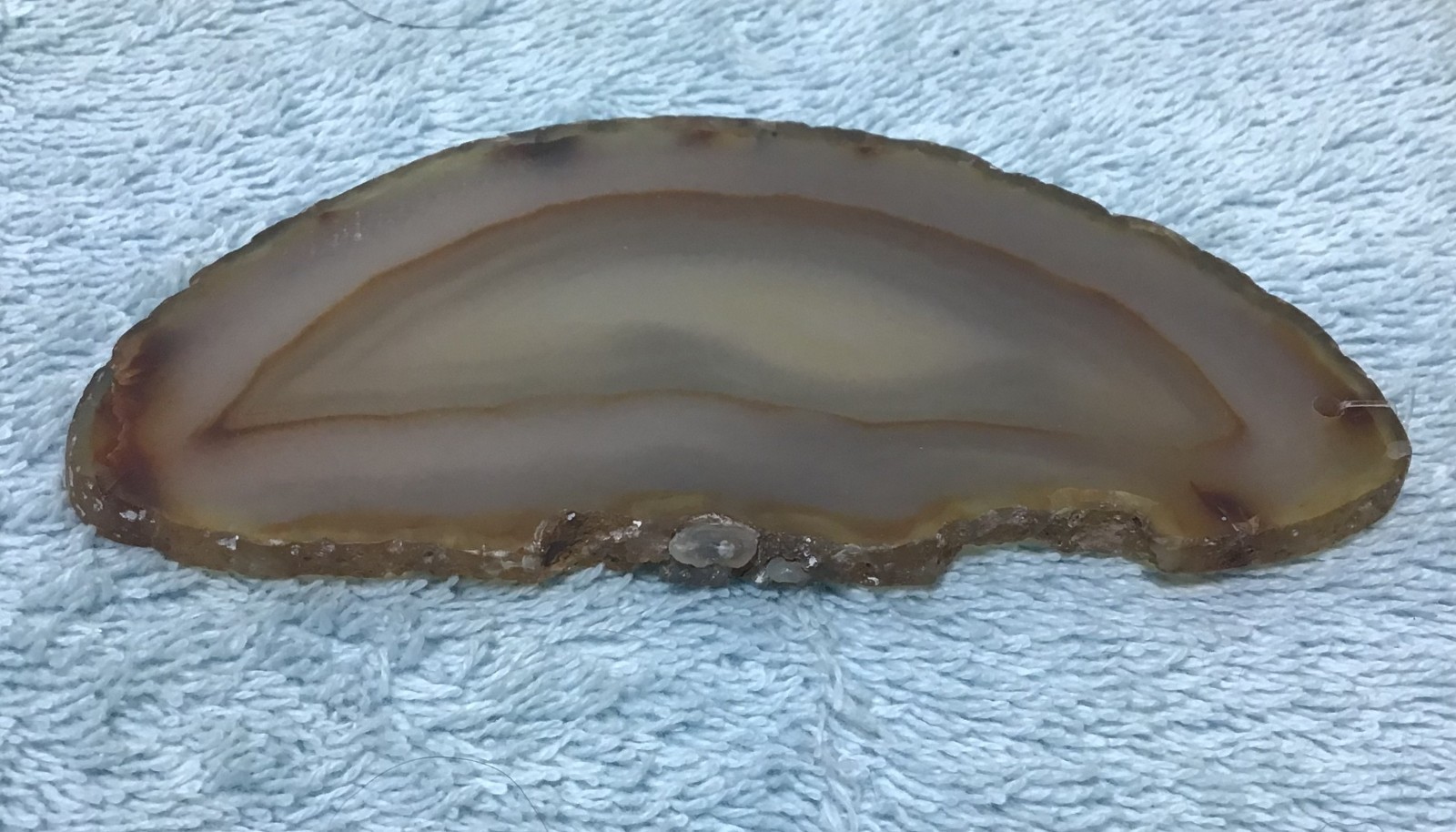Brazilian Agate Slice Gemstone Opaque With Pink Orange Yellow Tan