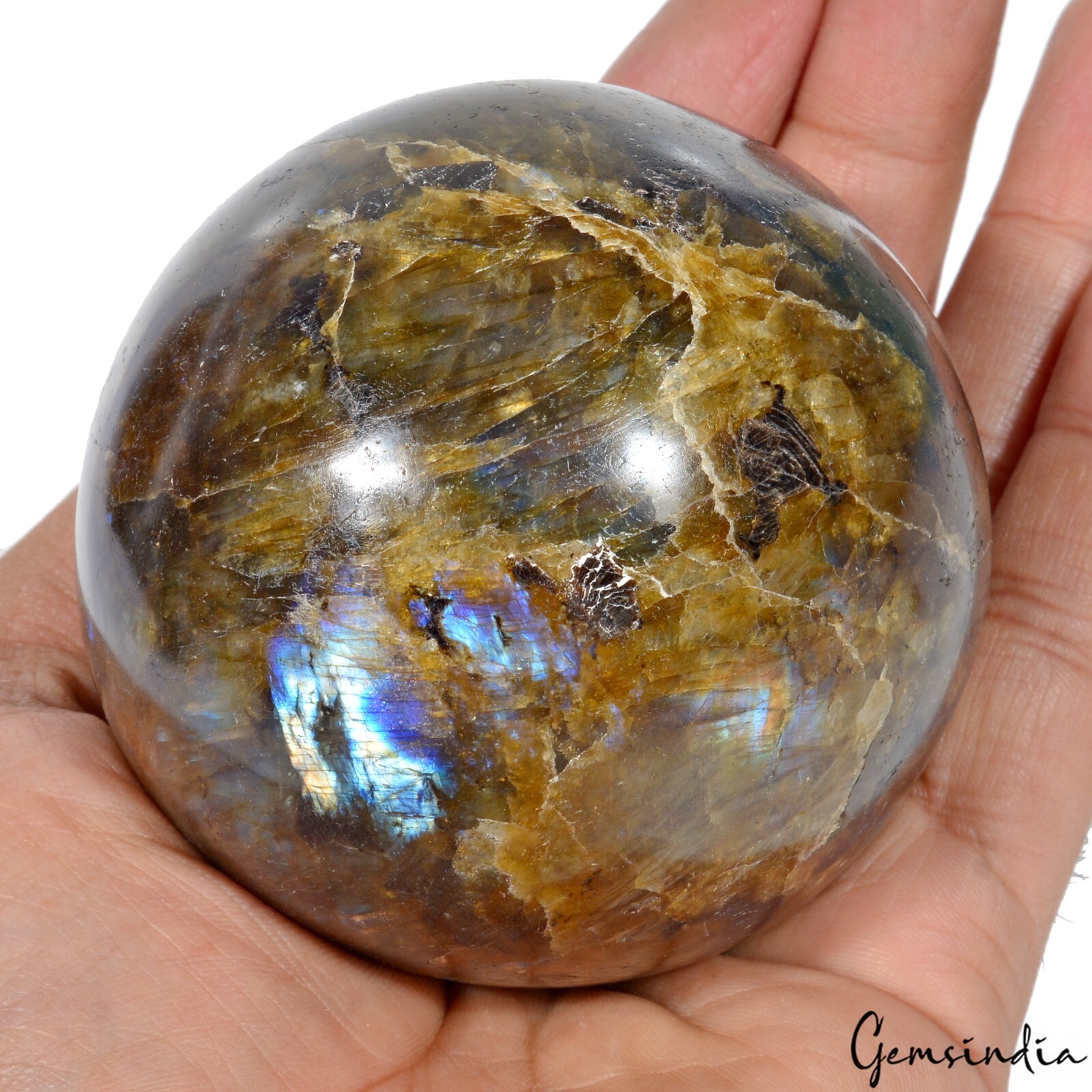 Natural Untreated Multi Shine Labradorite Healing Crystal Sphere W Stand 2890 Ct