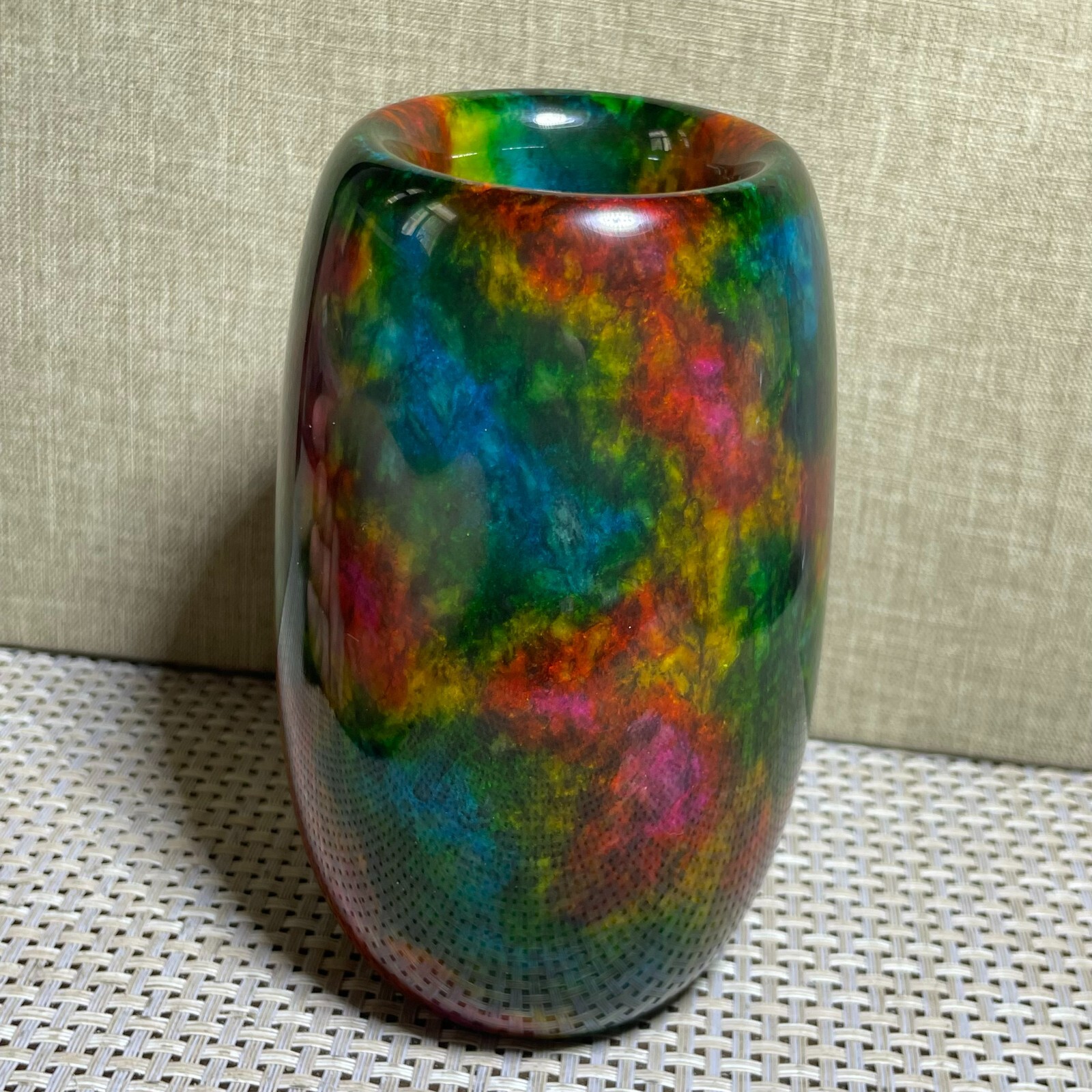 “Seven Colors Jade” vase specimen Penholder -Taiwan China 128mm A5