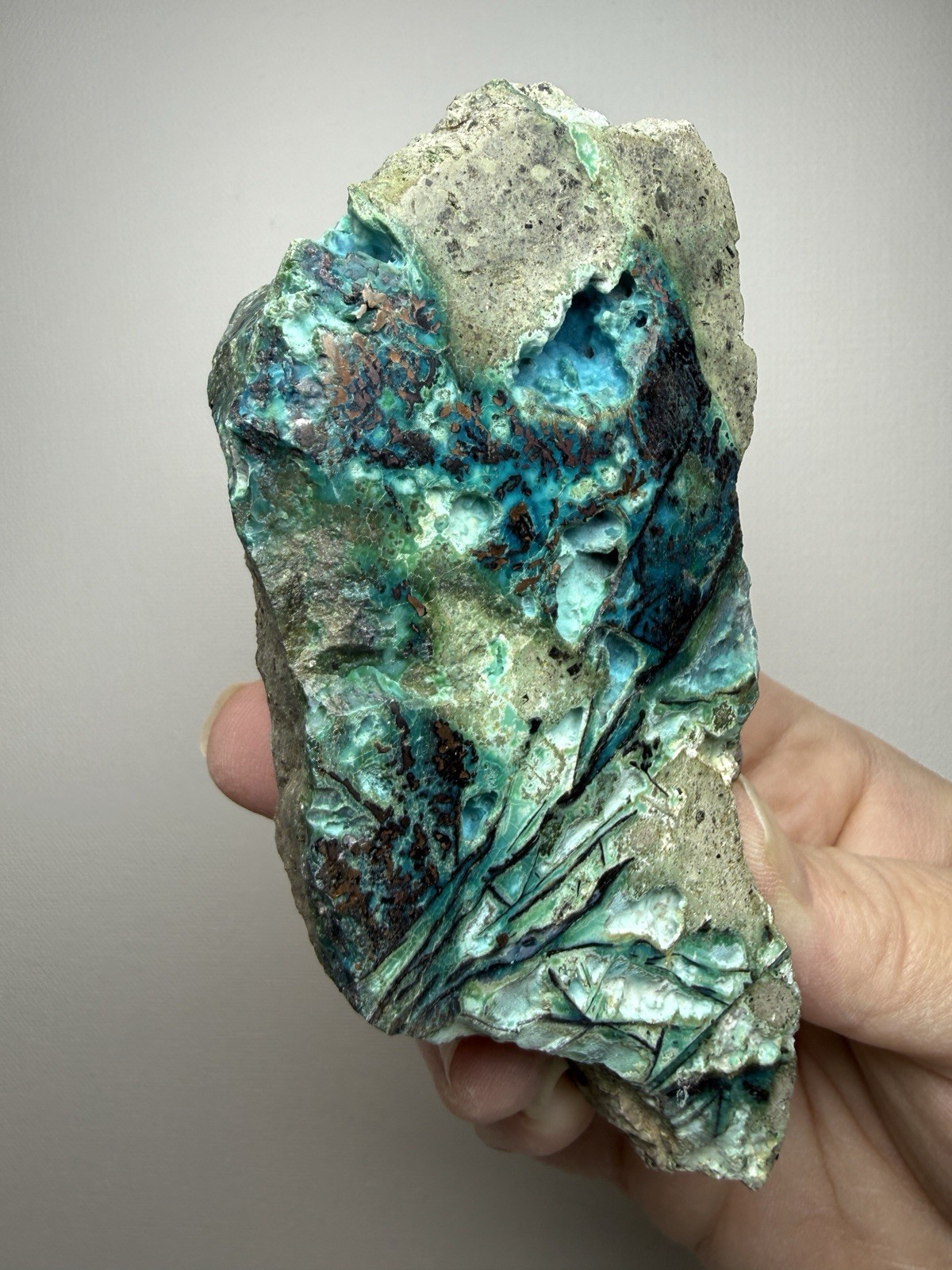 6” Polished Native Copper in Chrysocolla — Display Specimen (Indonesia)