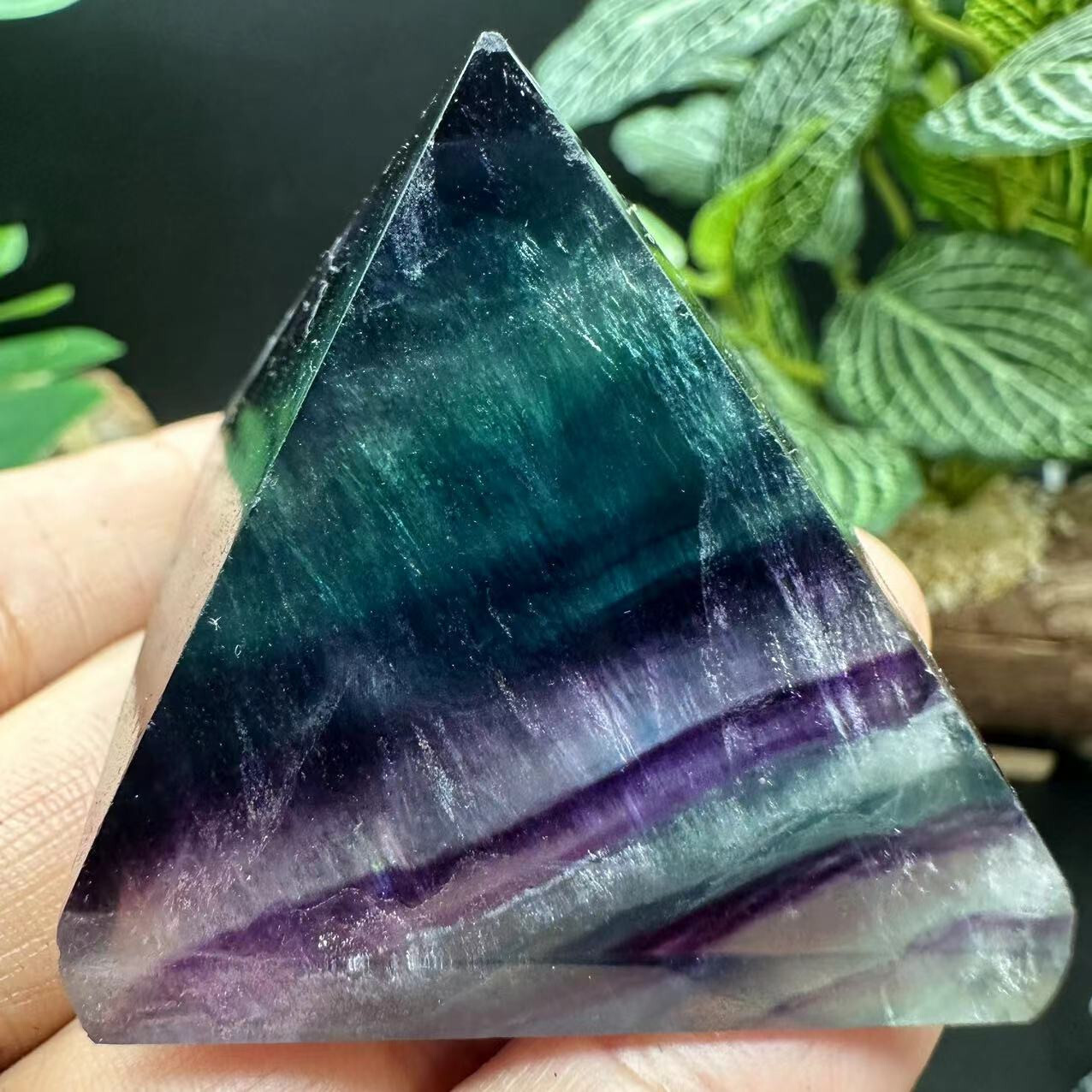 40mm Natural Colorful fluorite pyramid crystal chakras quartz tower healing.1pc