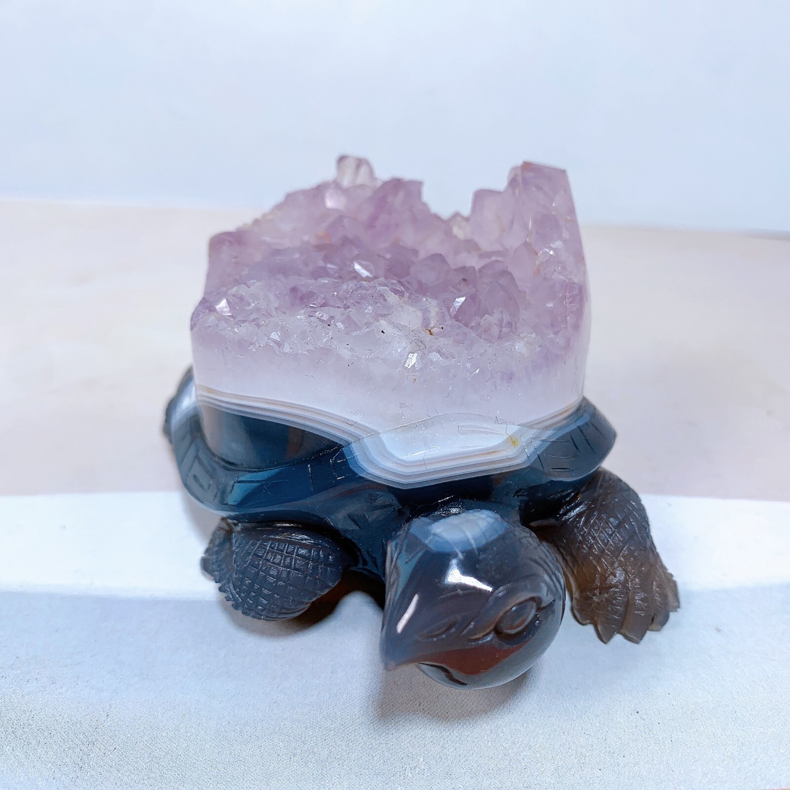 1pc Natural amethyst agate turtle Crystal turtle carving healing Home decora