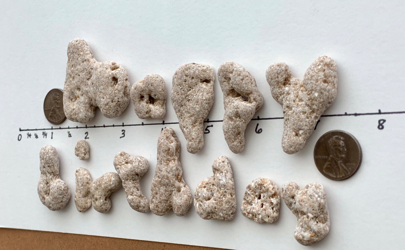 HAPPY BIRTHDAY Beach Stones Letter Rocks Natural Shaped Word Sign Text gift hag
