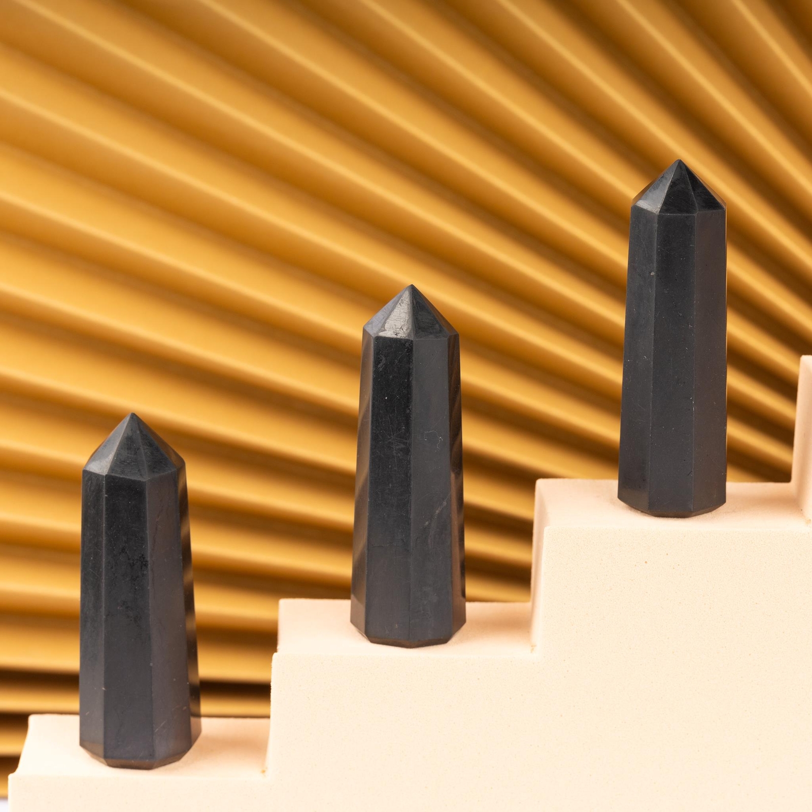 Natural Shungite Obelisk Point Crystal Tower 2.5-3″, Healing Crystals and Stones