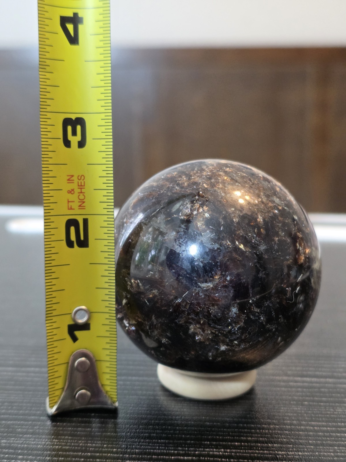 Golden Brown Mica Sphere Flashy Reflective Lepidolite Crystal Ball 2.5” Healing