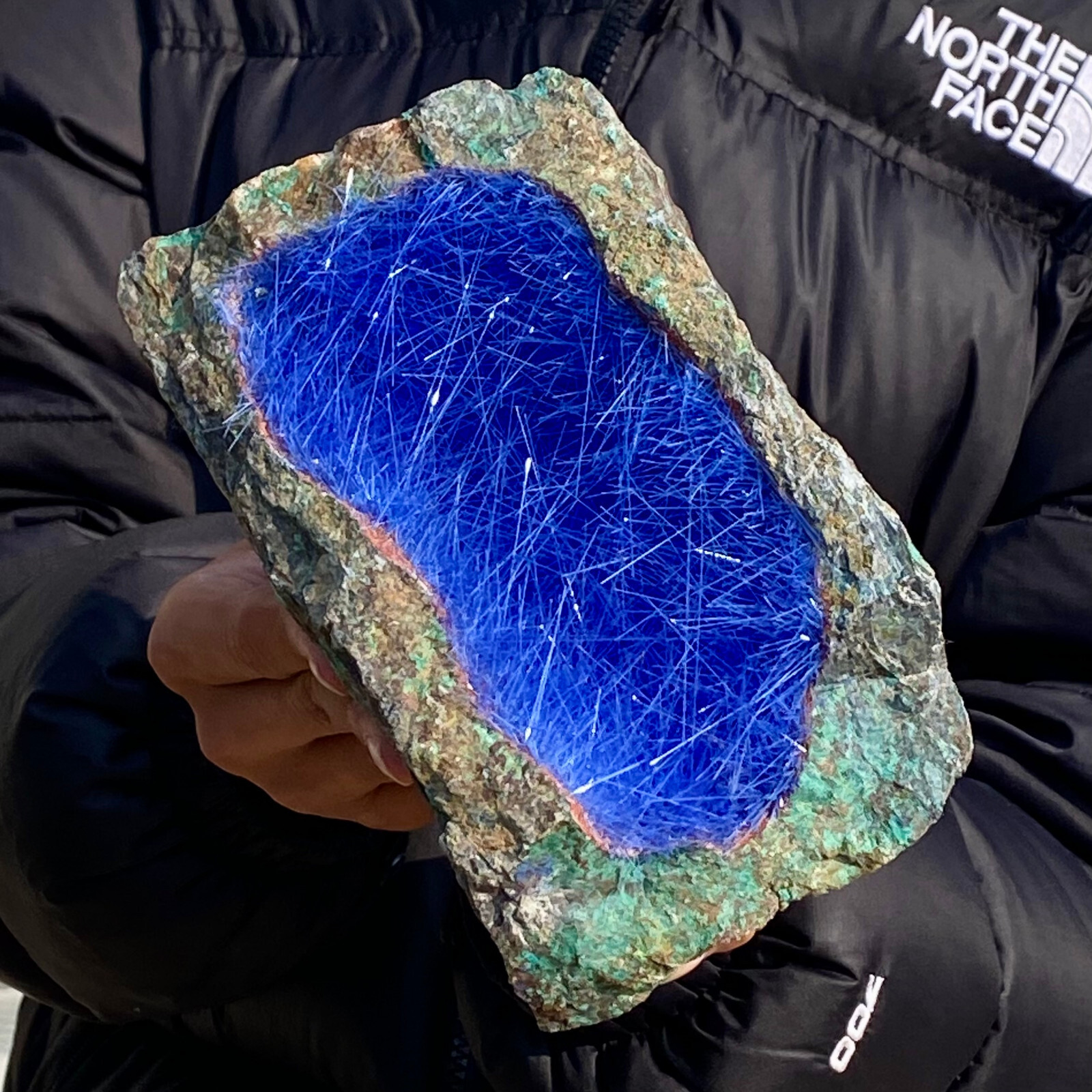 8.18LB Natural Blue Needle Iron Ore Mineral , Original Ore Quartz Crystal
