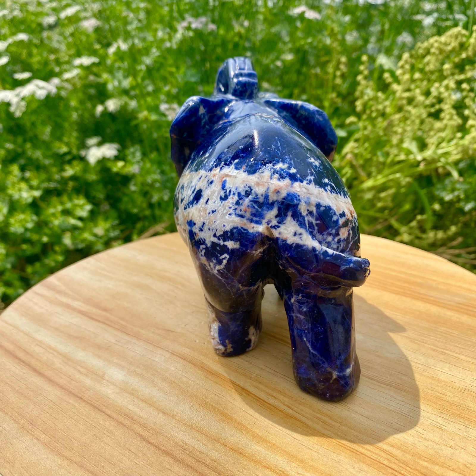 2.86LB Natural blue patterned stone carving image