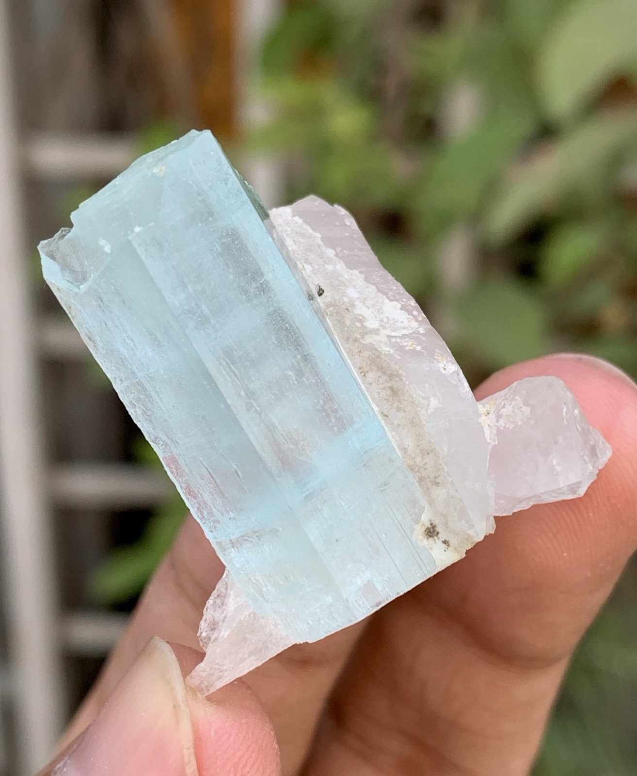 17 Gm Sky Blue Color Aquamarine Crystal With Quartz Specimen From Pakistan