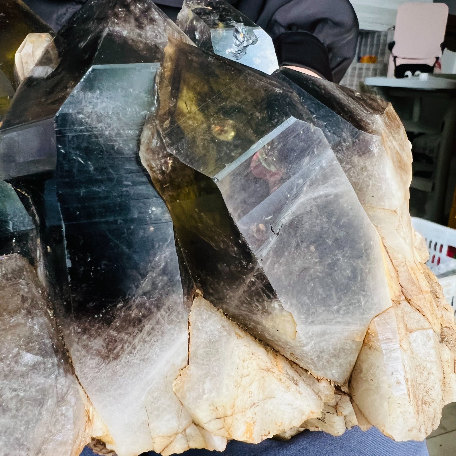 14.3LB natural Crystal black yellow clusters Aura Quartz Crystal Healing