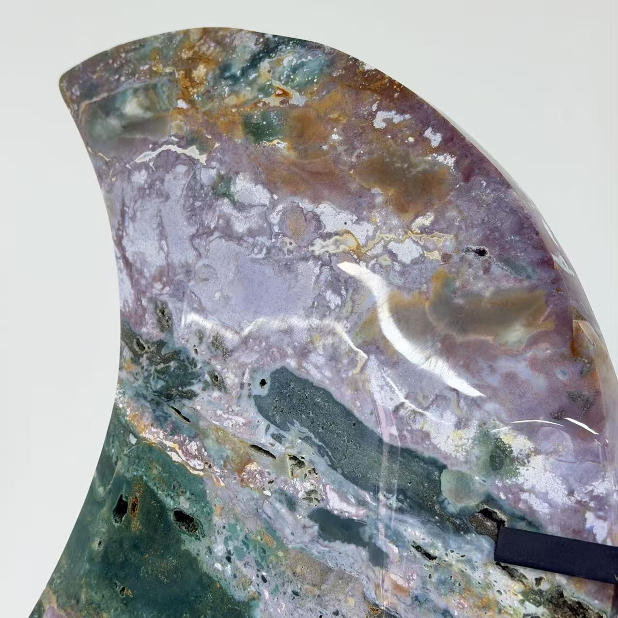14.3LB 13.3″ Massive Natural Ocean Jasper Moon Crystal Carving Healing Decor