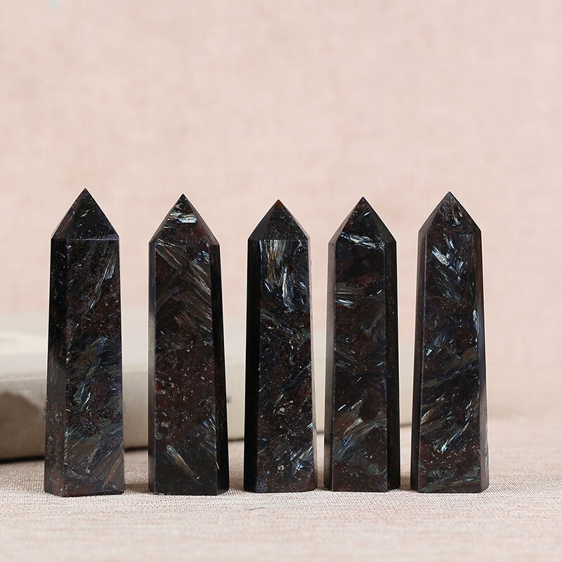 3.15″-3.54″ Natural Arfvedsonite Crystal Tower Healing Reiki Crystal Obelisk