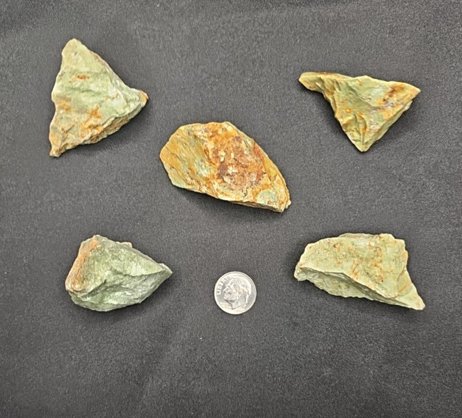 Green Chrysoprase Natural Raw Crystal Stones 5 Pieces Approx. 5oz.