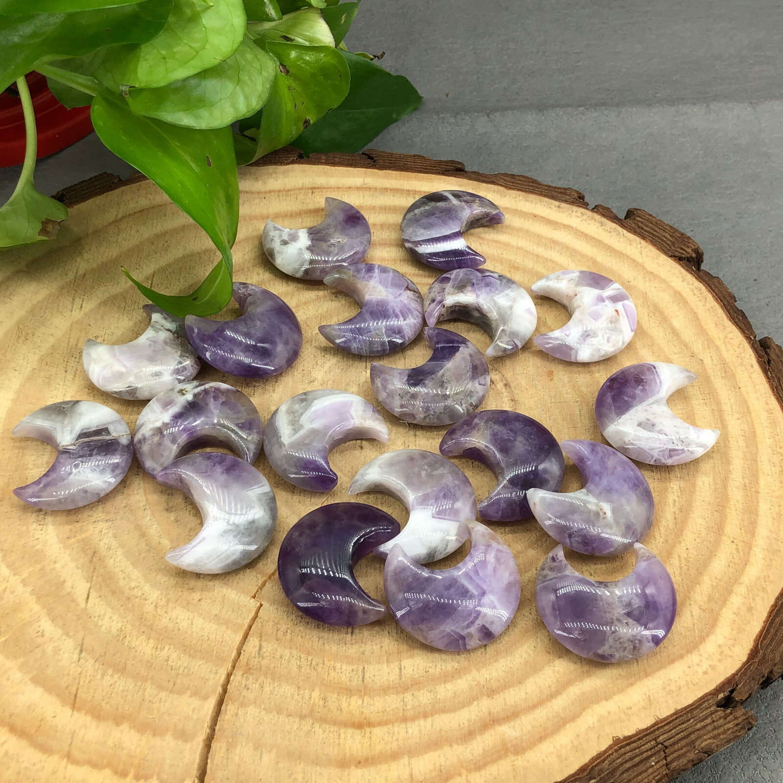10pc Natural dreamy amethyst Quartz carved moon crystal reiki healing random