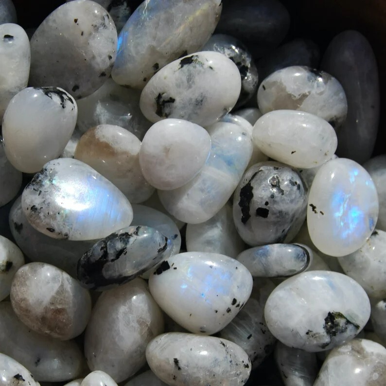 1 Pcs White Rainbow Moonstone Tumbled Pocket Stone Gemstone, Buy 2 get 5 free
