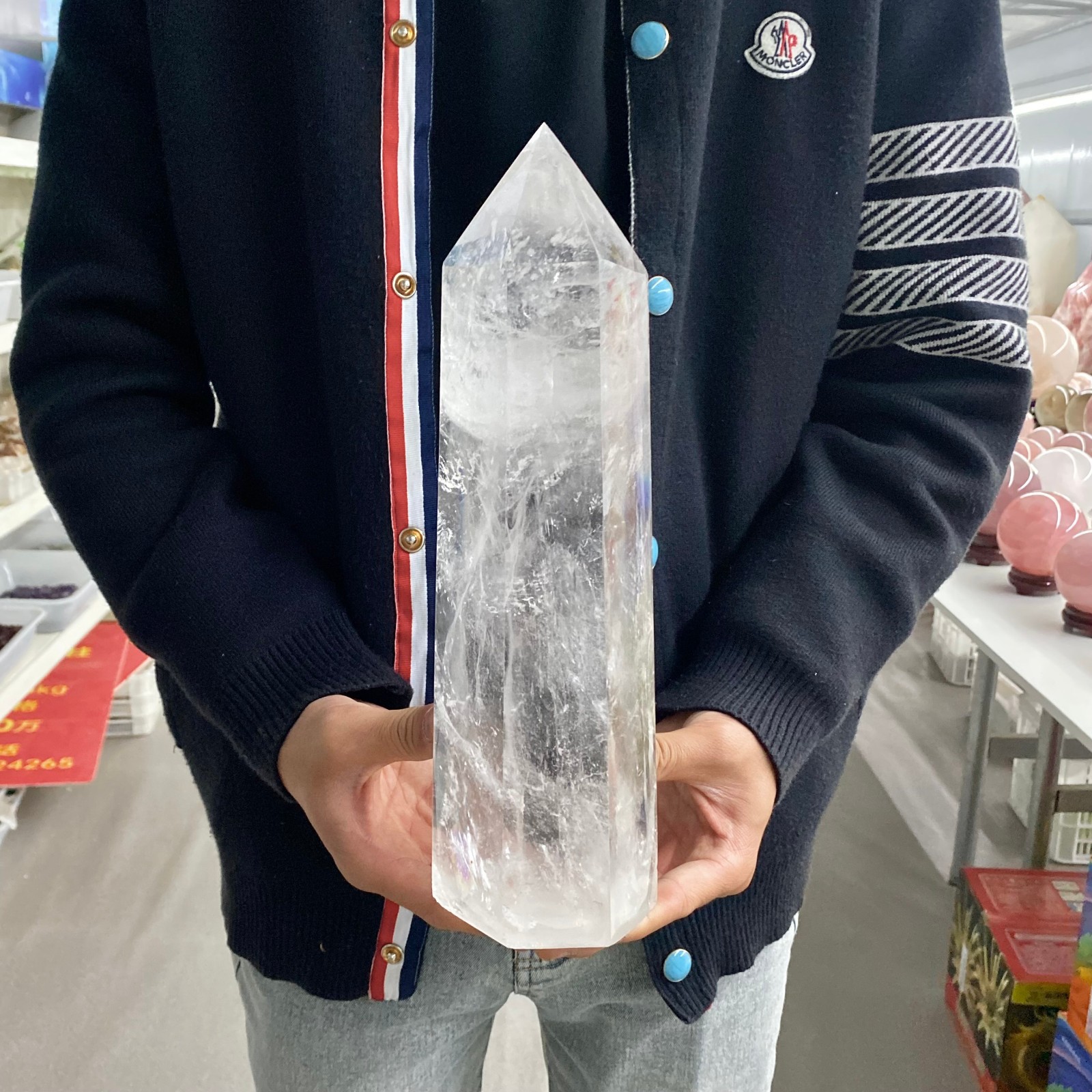 7.34LB Natural Clear Quartz Crystal Point Healing Wand Polished Rock Crystal Rei