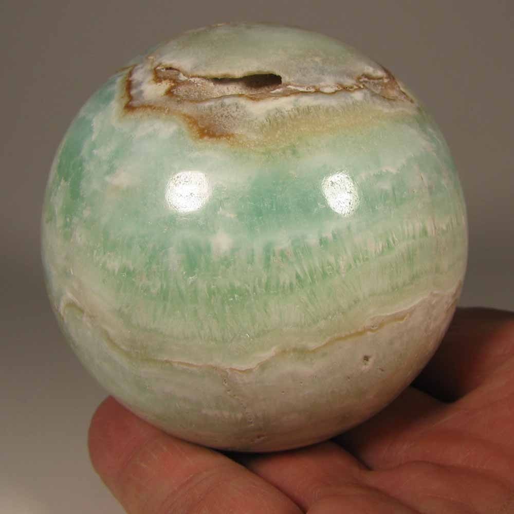 2.8″ Blue CARIBBEAN CALCITE Aragonite Sphere w/ Stand– Afghanistan – 71mm – 1 lb