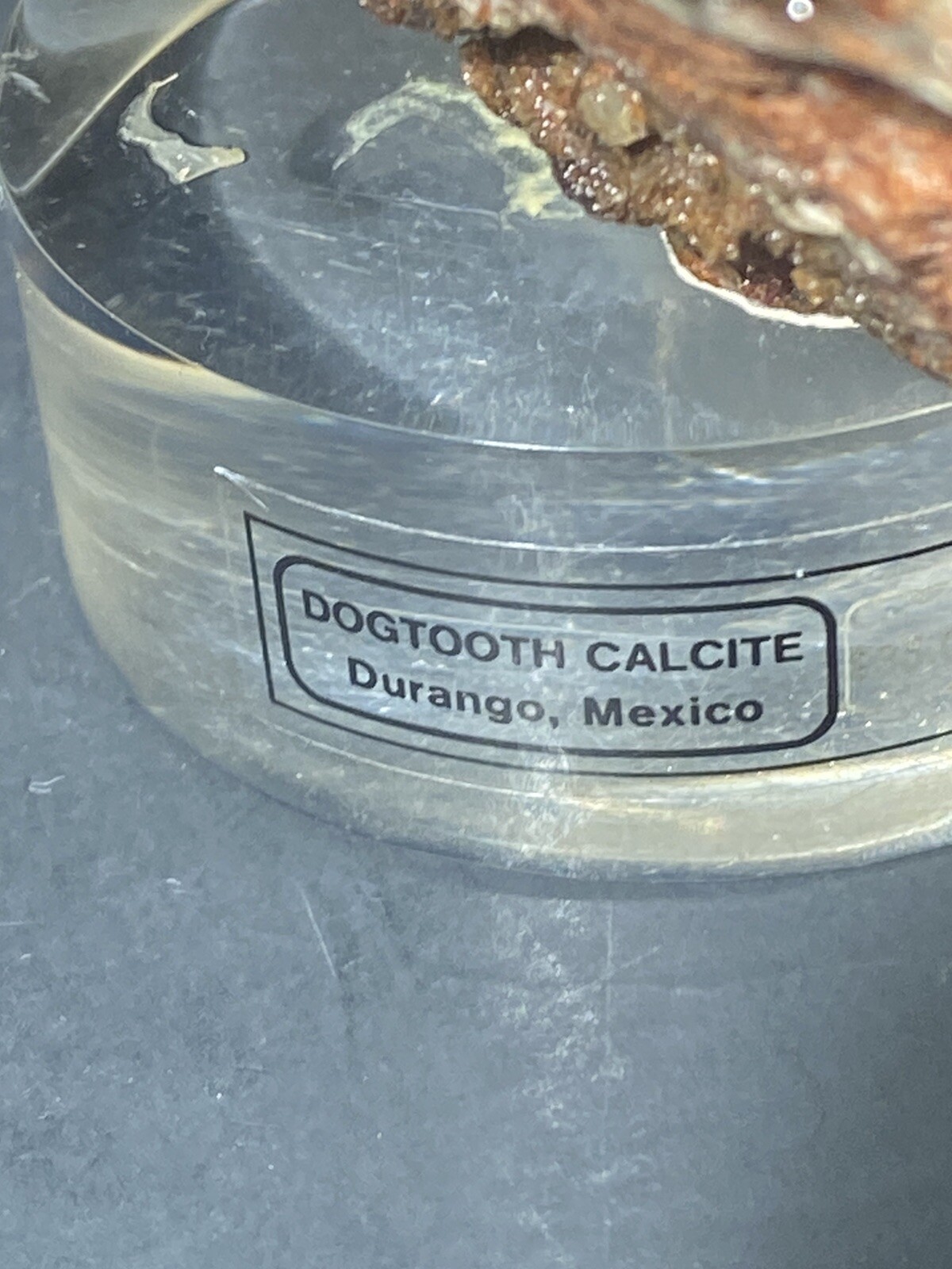 DOG TOOTH CALCITE SCULPTURE LUCITE BASE Crystal Specimen on Lucite