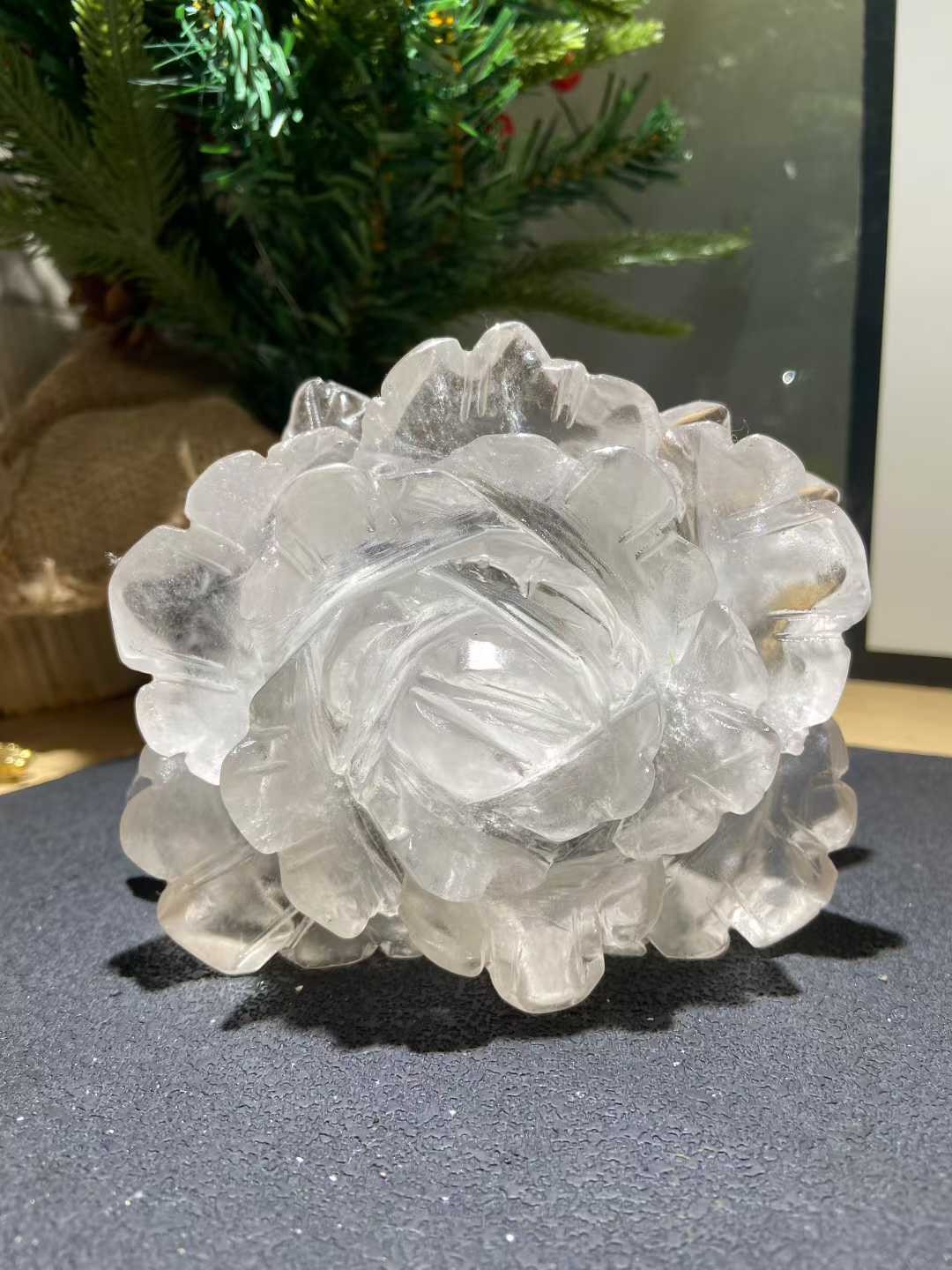 1pc Natural White Quartz Carved Flower Skull Crystal Reiki Healing Decor Gift