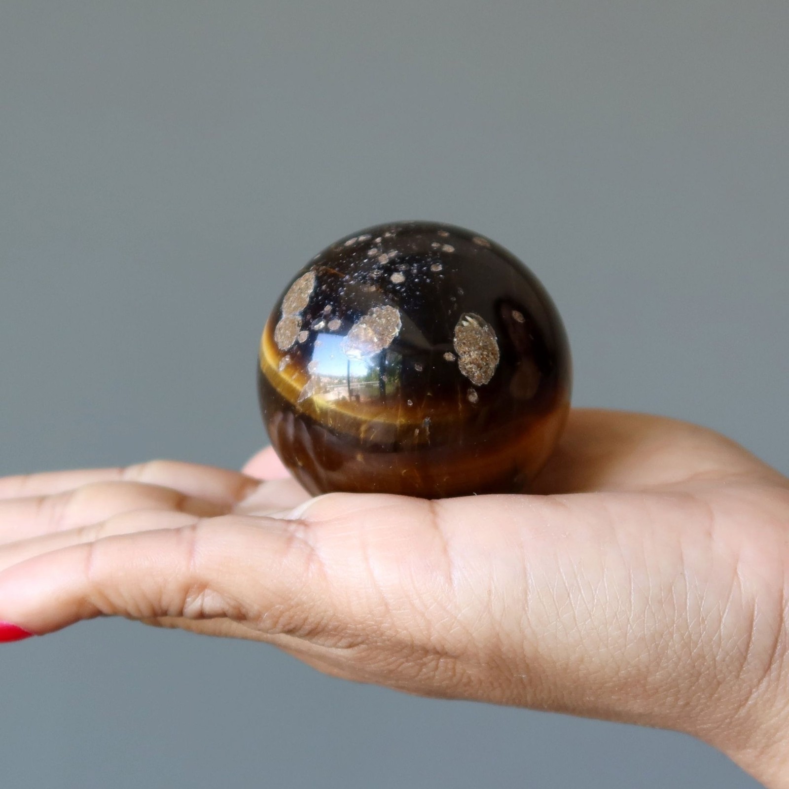 Lot of 5 Tigers Eye Sphere Bundle Golden Brown Natural Crystal Ball Bulk 1.8LBS