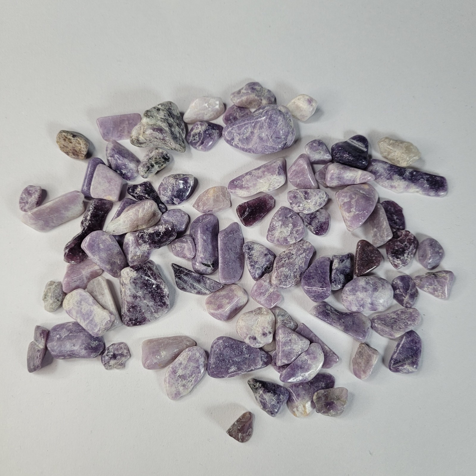 Lepidolite Stone Tumbles in Vintage 4 oz Apothecary Glass Jar Purple Crystal