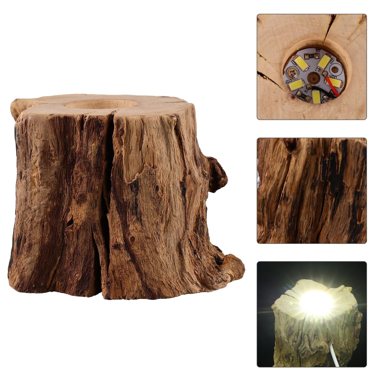 Tree Stump Led Light Base USB Charging Crystal Ball Display Stand for Home Of…
