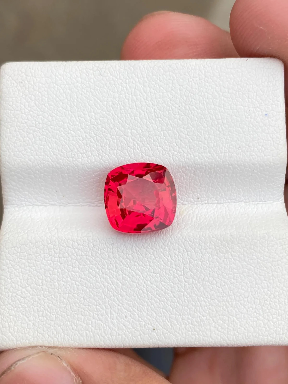 6 Ct Lab Grown Orange Sapphire, 10x10mm Cushion Cut Loose Gemstone .