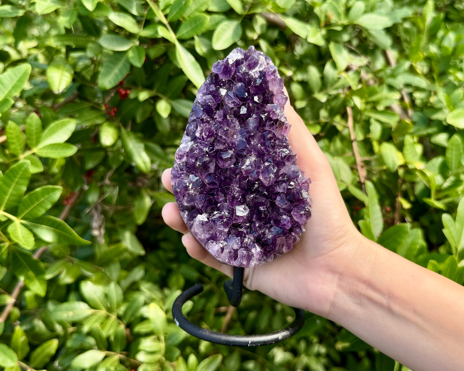 Amethyst Crystal Geodes On Metal Stands – Natural Amethyst Cluster Specimens