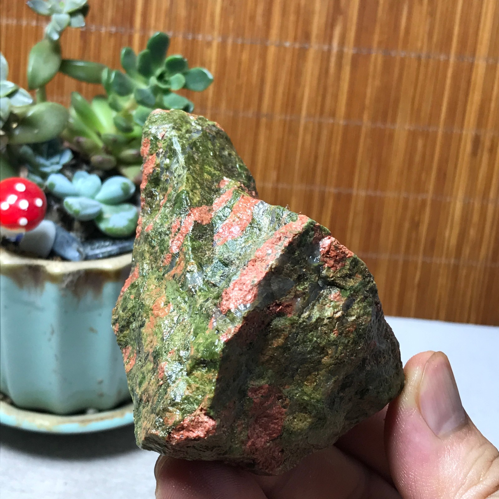 213g Natural Unakite Crystal gemstone Rough Mineral Specimen healing A6356
