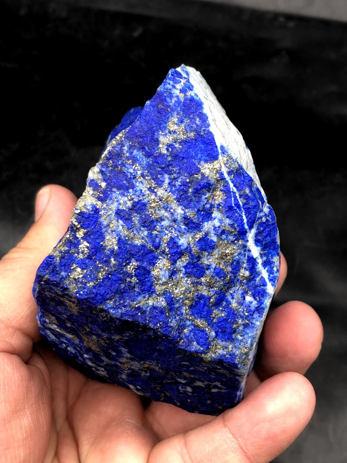 Natural Lapis Lazuli Rough 80mm Royal Blue Pyrite Crystal Mine Stone 564g J9…2