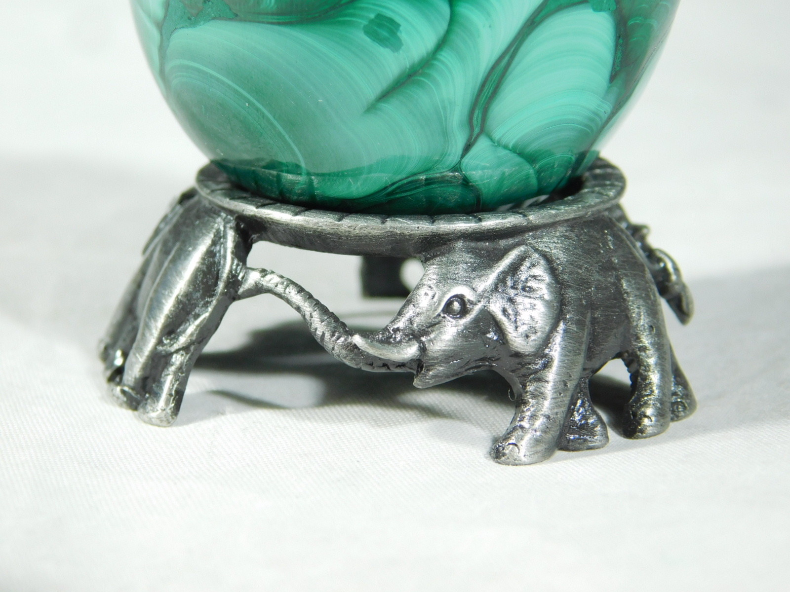 Sphere Display Stand ELEPHANT Design Pewter Color Small Size