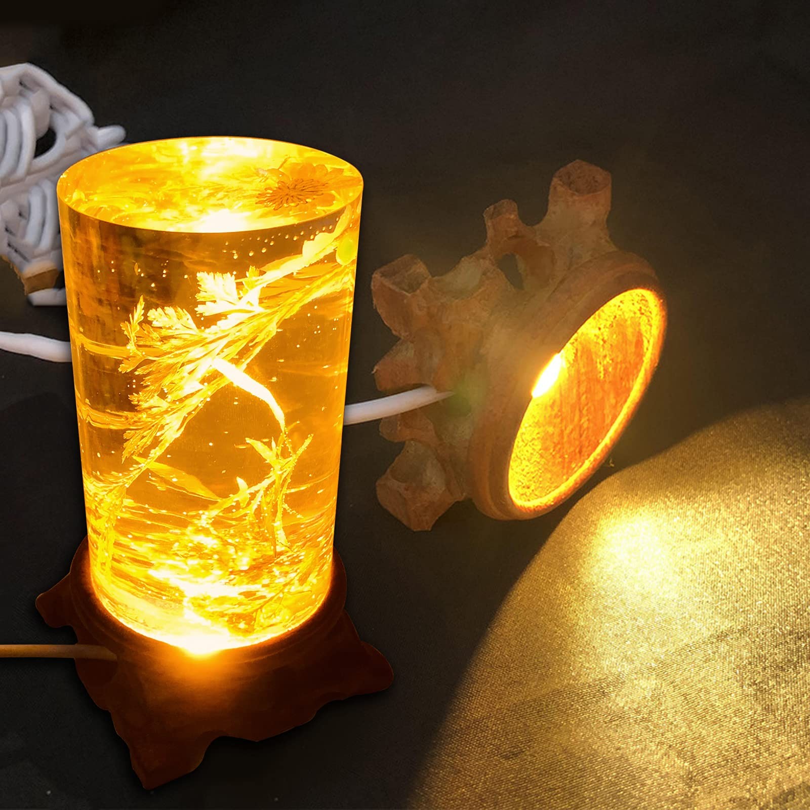 2PCS Root Carving Wooden Light Display Bases,2 Inch Wood Lighted Stand Bases …