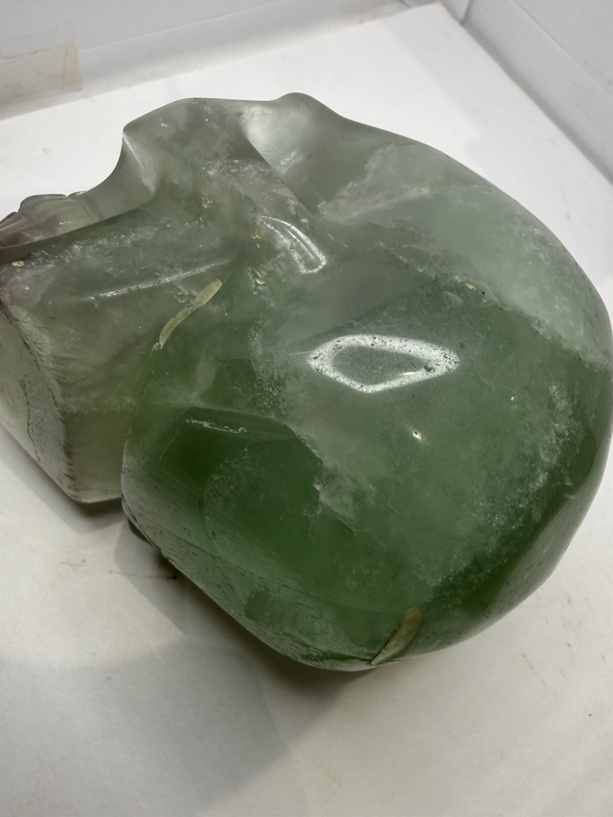 Large Natural Green And Purple Fluorite Crystal Carved Polished Skull 1lb 13oz