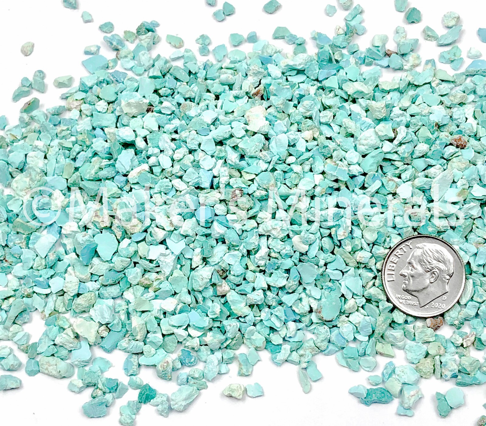 Crushed Blue-Green Fox Turquoise A+ Chips, 2mm-4mm for Woodworking Inlay
