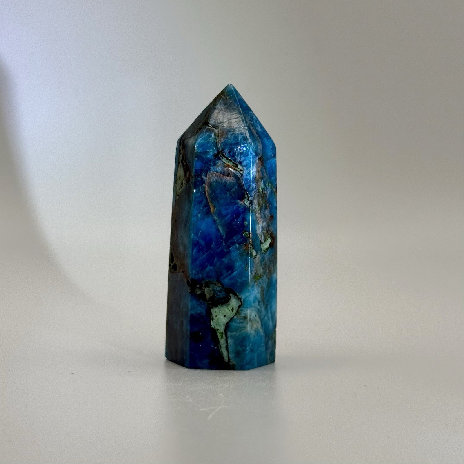 Blue Apatite Tower, Approx. 2 1/8”