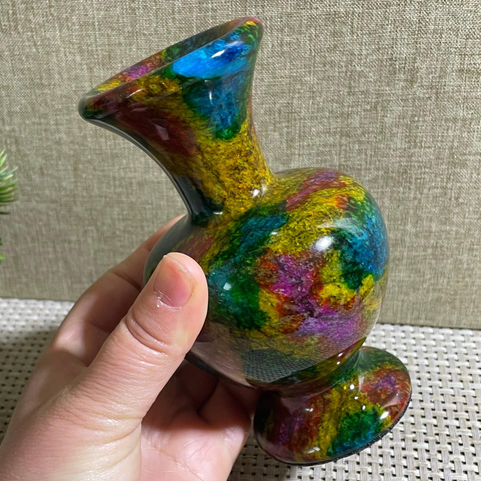 776g Seven Colors Jade vase specimen Decorative -Taiwan China