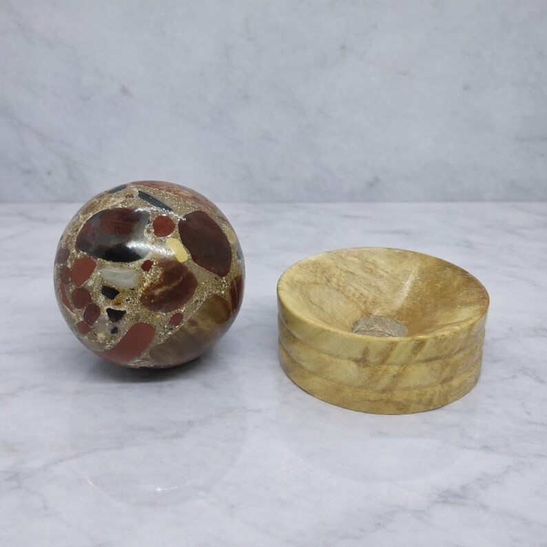 Red Cobra Jasper Sphere with Stand Polished Crystal Ball Healing Stone Decor